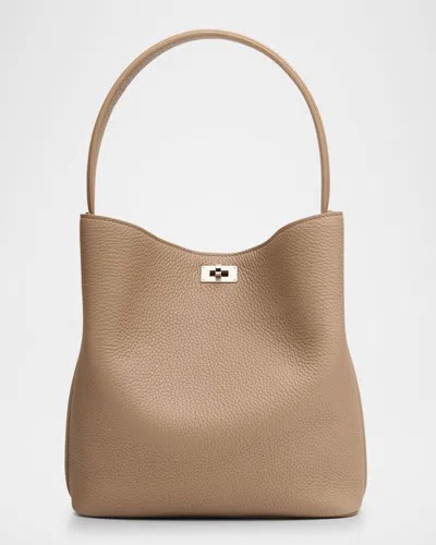 Michino Paris Odeon Pm Grain Leather Bucket Bag In Gray
