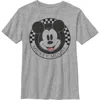 Mickey & Friends Boy's  Checkered Mickey Mouse Portrait  Graphic T-shirt In Gray