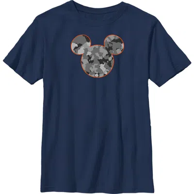 Mickey & Friends Kids' Boy's  Mickey Mouse Camo Silhouette  Graphic T-shirt In Blue