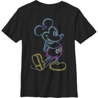 Mickey & Friends Kids' Boy's  Neon Mickey  Graphic T-shirt In Black