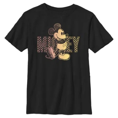 Mickey & Friends Kids' Boy's  Retro Check Sketch  Graphic T-shirt In Black