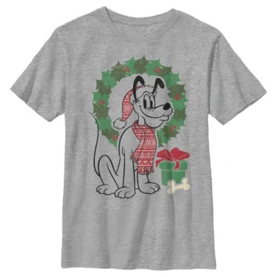 Mickey & Friends Kids' Boy's  Shamrock Pluto Bow Tie  Graphic T-shirt In Gray