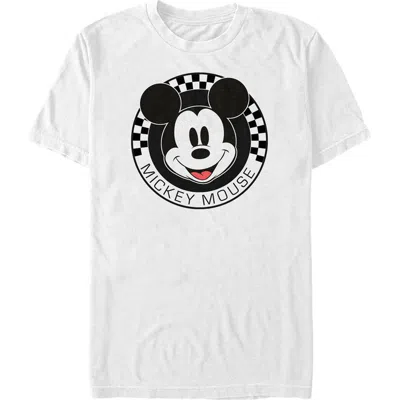 Mickey & Friends Checkered Mickey Mouse Portrait  Graphic T-shirt In White