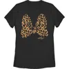 Mickey & Friends Cheetah Print Minnie Mouse Bow  Graphic T-shirt In Black