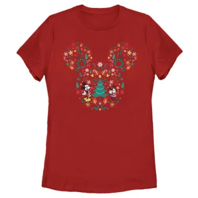 Mickey & Friends Christmas Silhouette  Graphic T-shirt In Red