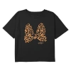 Mickey & Friends Girl's  Animal Print Minnie Mouse Bow  Graphic T-shirt In Black