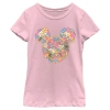 Mickey & Friends Girl's  Flowers And Butterflies Ears  Graphic T-shirt In Pink