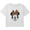 Mickey & Friends Girl's  Minnie Mouse Cheetah Print Bow Portrait  Graphic T-shirt In White