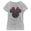 Mickey & Friends Girl's  Minnie Mouse Distressed Leopard Bow  Graphic T-shirt In Gray