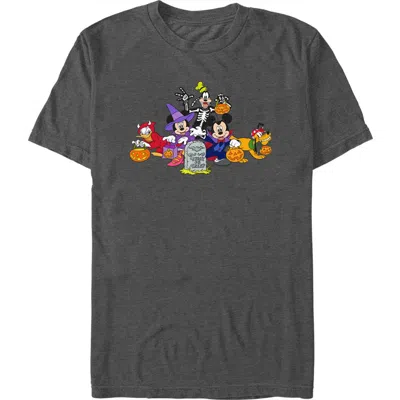 Mickey & Friends Halloween Group Shot  Graphic T-shirt In Gray