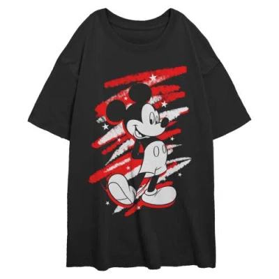 Mickey & Friends Junior's Classic Pose And Scribbles Short Sleeve Oversized T-shirt In Black