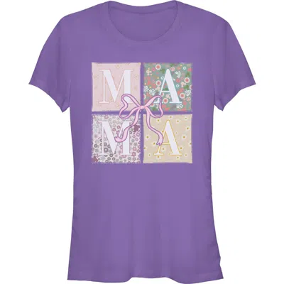 Mickey & Friends Junior's  Box Patterns Mama Bow Graphic T-shirt In Multi