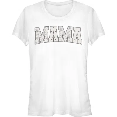 Mickey & Friends Junior's  Collegiate Mama Patterns Graphic T-shirt In White
