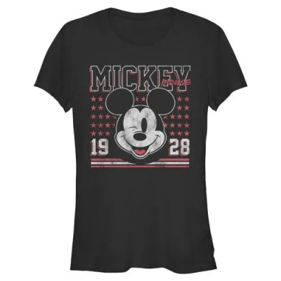 Mickey & Friends Junior's  Retro 1928 Wink Face Graphic T-shirt In Black
