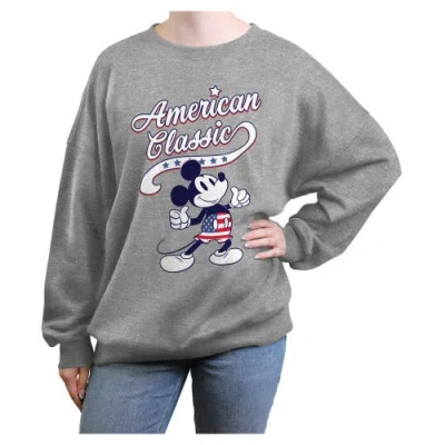 Mickey & Friends Junior's  Retro American Classic Sweatshirt In Gray