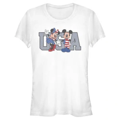 Mickey & Friends Junior's  The American Couple Graphic T-shirt In White