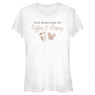Mickey & Friends Junior's  This Mom Runs On Coffee Graphic T-shirt In White