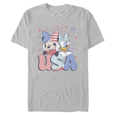 Mickey & Friends Minnie And Daisy American Duo Graphic T-shirt In Ice Grey