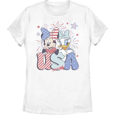 Mickey & Friends Minnie And Daisy American Duo Graphic T-shirt In White