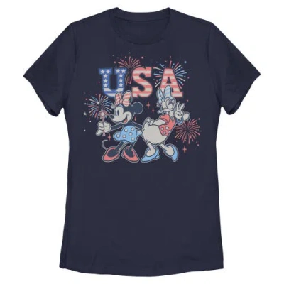 Mickey & Friends Minnie And Daisy Fireworks Graphic T-shirt In Blue