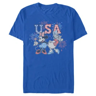 Mickey & Friends Minnie And Daisy Fireworks Graphic T-shirt In Royal Blue