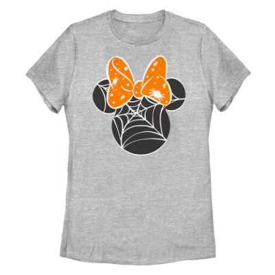 Mickey & Friends Minnie Orange Bow Webs  Graphic T-shirt In Gray