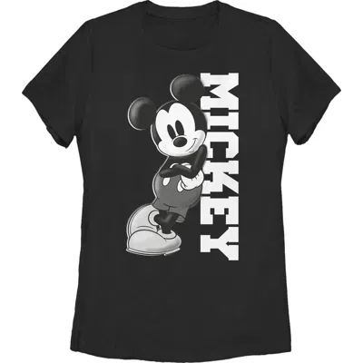 Mickey & Friends Retro Leaning  Graphic T-shirt In Black