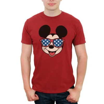 Mickey & Friends Stars Sunglasses Mickey Face  Graphic T-shirt In Red