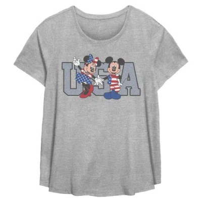 Mickey & Friends The American Couple  Graphic T-shirt In Gray