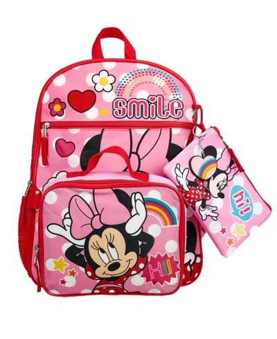 Mickey Mouse Kids' Girl's Minnie Mouse 5 Pc Backpack Set In Pink