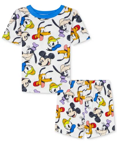 Mickey Mouse Babies' Toddler Boys' 2t-4t Printed Short-sleeve T-shirt & Shorts, 2-piece Set In White