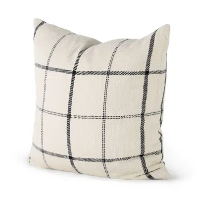 Mickler & Co. Steph Plaid Pillow In Charcoal Grey/cream In White