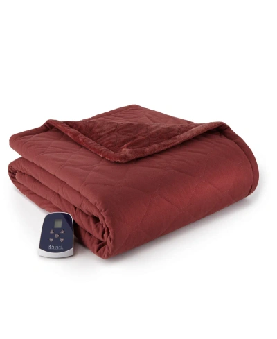 Micro Flannel To Ultra Velvet Electric Throw Blanket, (90" X 72") In Merlot