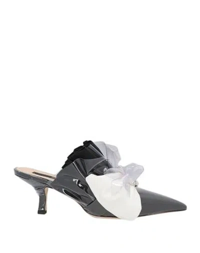 Midnight 00 Woman Mules & Clogs Black Size 7 Synthetic Fibers, Soft Leather