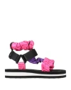 Midnight 00 Woman Sandals Fuchsia Size 9.5 Textile Fibers In Pink