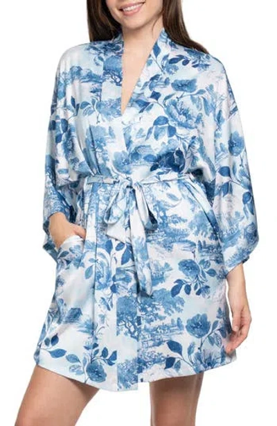 Midnight Bakery Floral Satin Wrap In Blue