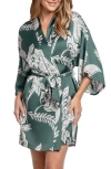 Midnight Bakery Floral Satin Wrap In Green