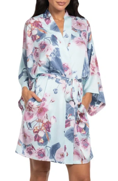 Midnight Bakery Floral Satin Wrap Robe In Multi
