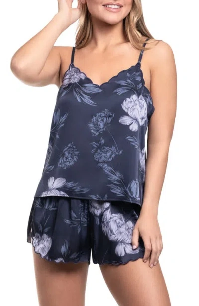 Midnight Bakery Floral Scallop Camisole & Tap Shorts Pajama Set In Amelia Blue