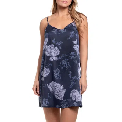 Midnight Bakery Floral Scalloped Chemise In Amelia Blue
