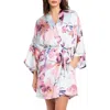 Midnight Bakery Haven Print Satin Short Robe In Blue