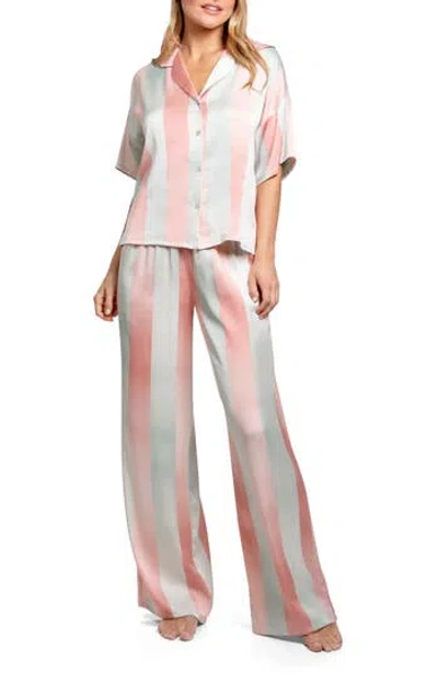 Midnight Bakery Ombré Stripe Button-up Top & Pants Pajamas In Multi