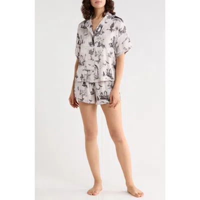 Midnight Bakery Ozzy Satin Short Pajamas In White
