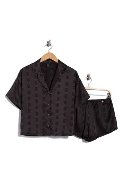 Midnight Bakery Ozzy Skull Jacquard Short Pajamas In Black