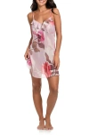 Midnight Bakery Park Rose Ruffle Trim Satin Chemise In Cream