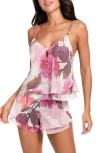Midnight Bakery Park Rose Satin Short Pajamas In Cream