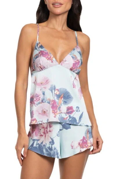 Midnight Bakery Print Satin Camisole & Tap Pajamas In White