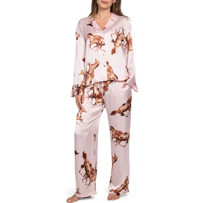 Midnight Bakery Print Satin Pajamas In Multi