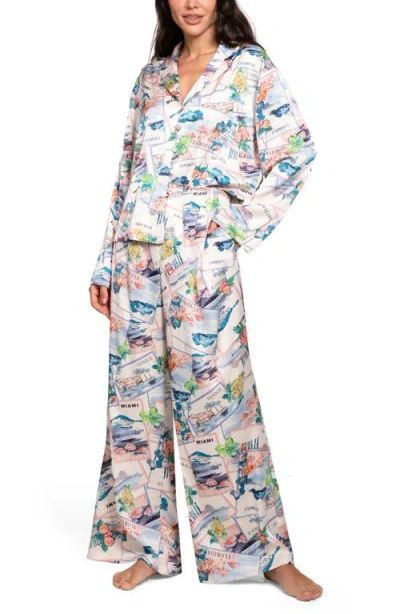 Midnight Bakery Print Satin Pajamas In Multi