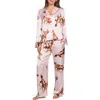Midnight Bakery Print Satin Pajamas In Neutral